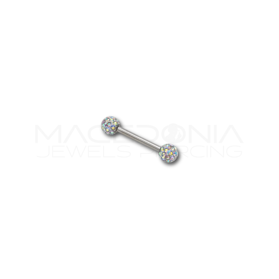 Piercing con palline glitterate in Acciaio Chirurgico 316L - Piercing per Nipple
