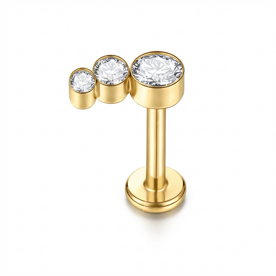 Piercing con zirconi in Titanio G23- Piercing per Lobo, helix, forward helix, conch, flat, tragus