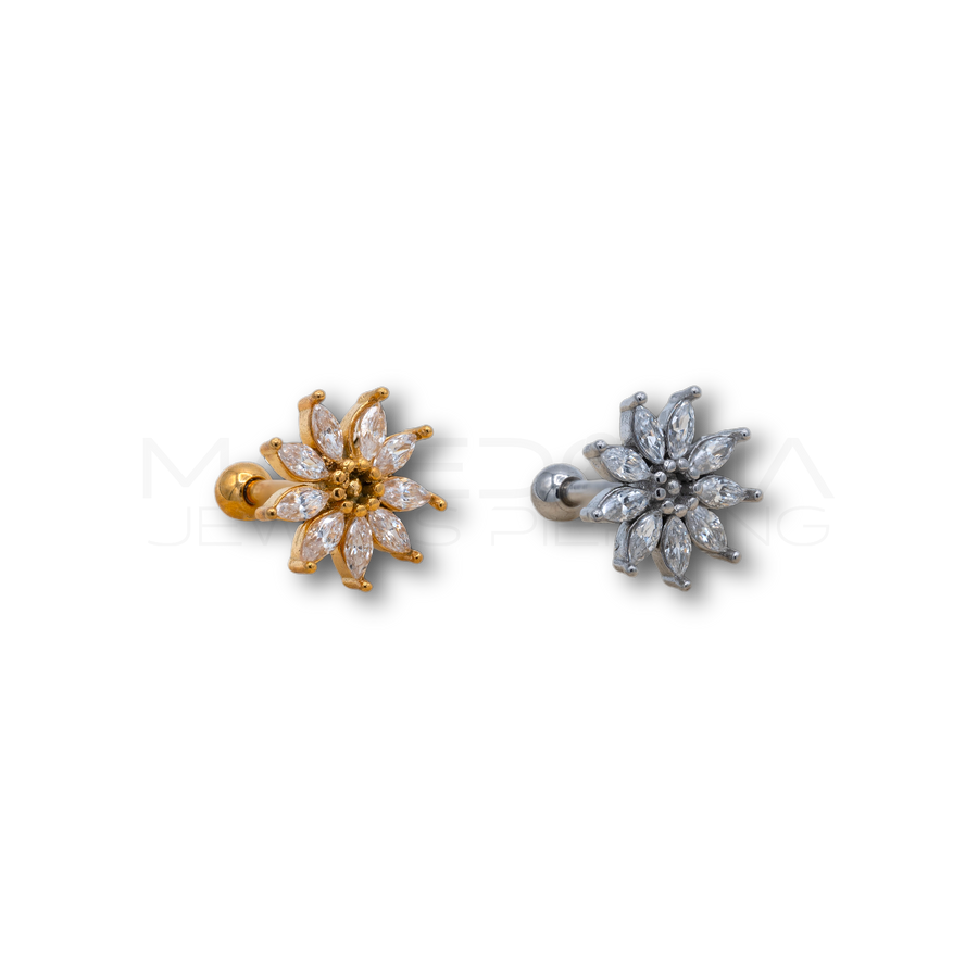 Piercing a Fiore in Acciaio Chirurgico con Zirconi