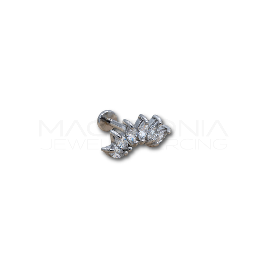 Piercing Corona di 6 Zirconi in Acciaio Chirurgico 316L