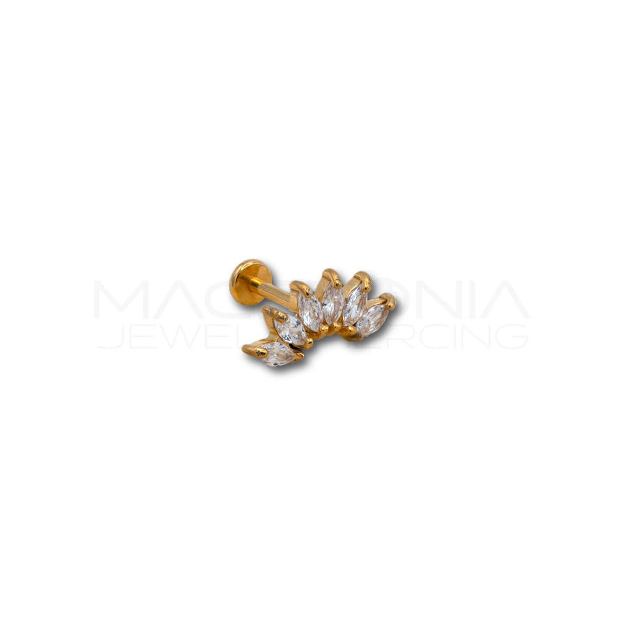 Piercing Corona di 6 Zirconi in Acciaio Chirurgico 316L