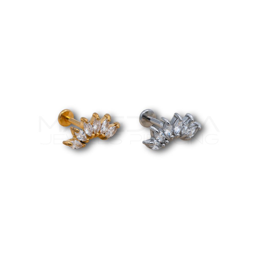 Piercing Corona di 6 Zirconi in Acciaio Chirurgico 316L