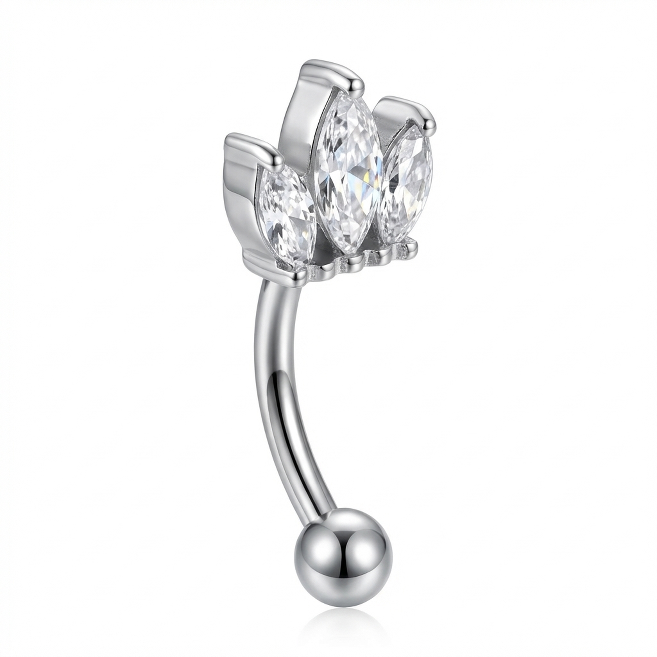 Piercing con tre zirconi in Titanio G23 - Piercing per ombelico