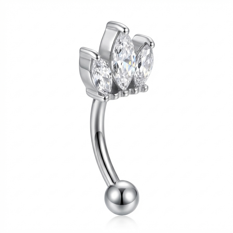 Piercing con tre zirconi in Titanio G23 - Piercing per ombelico