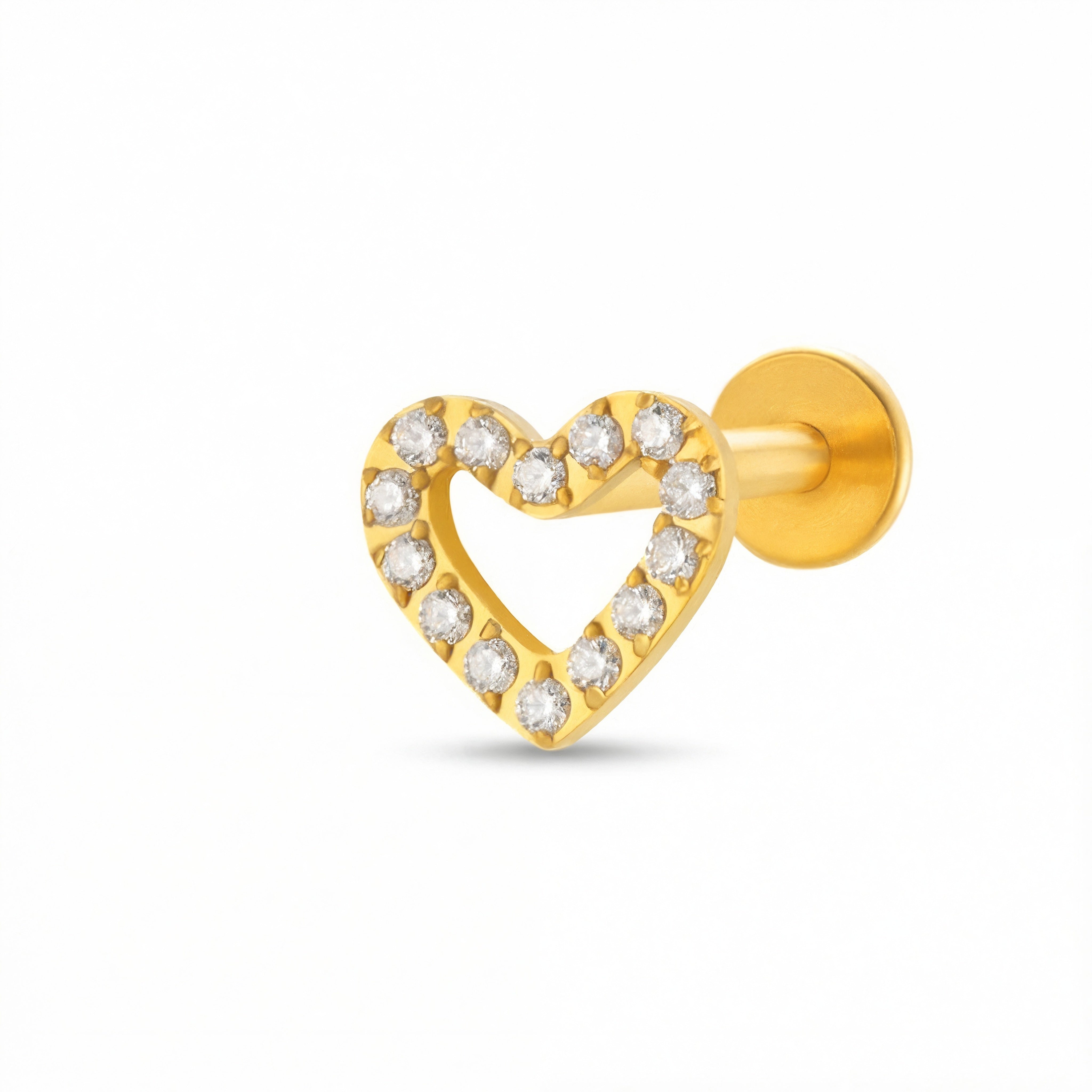 Barretta con cuore e zirconi in Titanio – Piercing per / labbra
