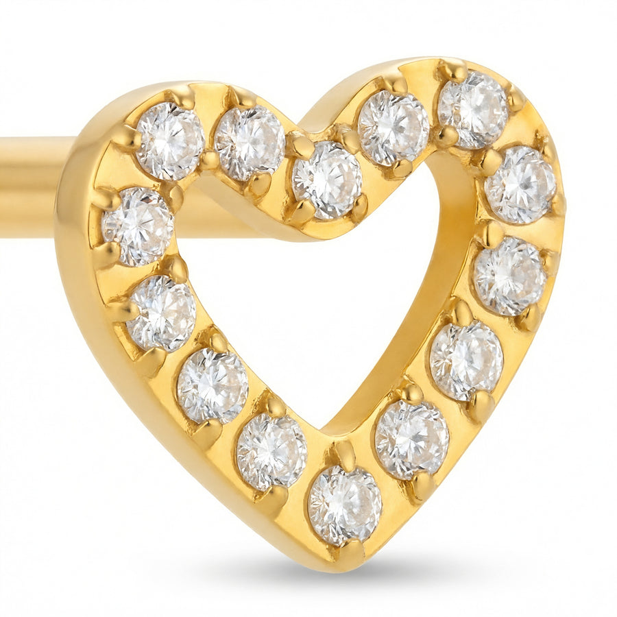 Barretta con cuore e zirconi in Titanio – Piercing per orecchio