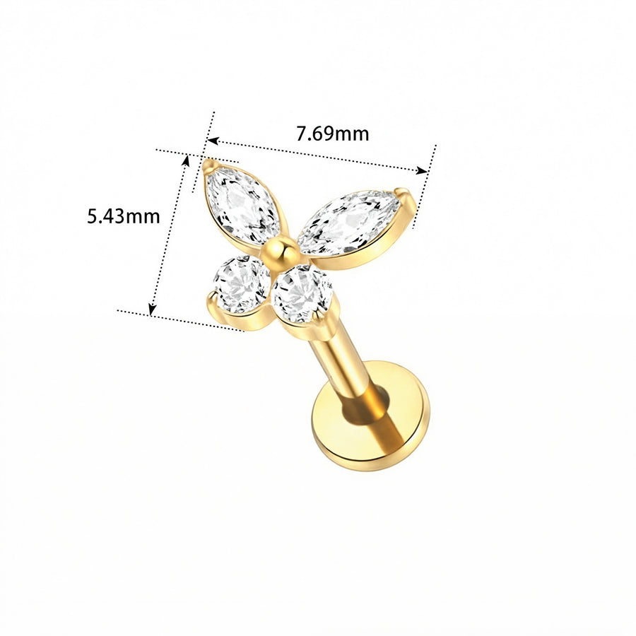 Barretta con farfalla in Titanio - Piercing per orecchio