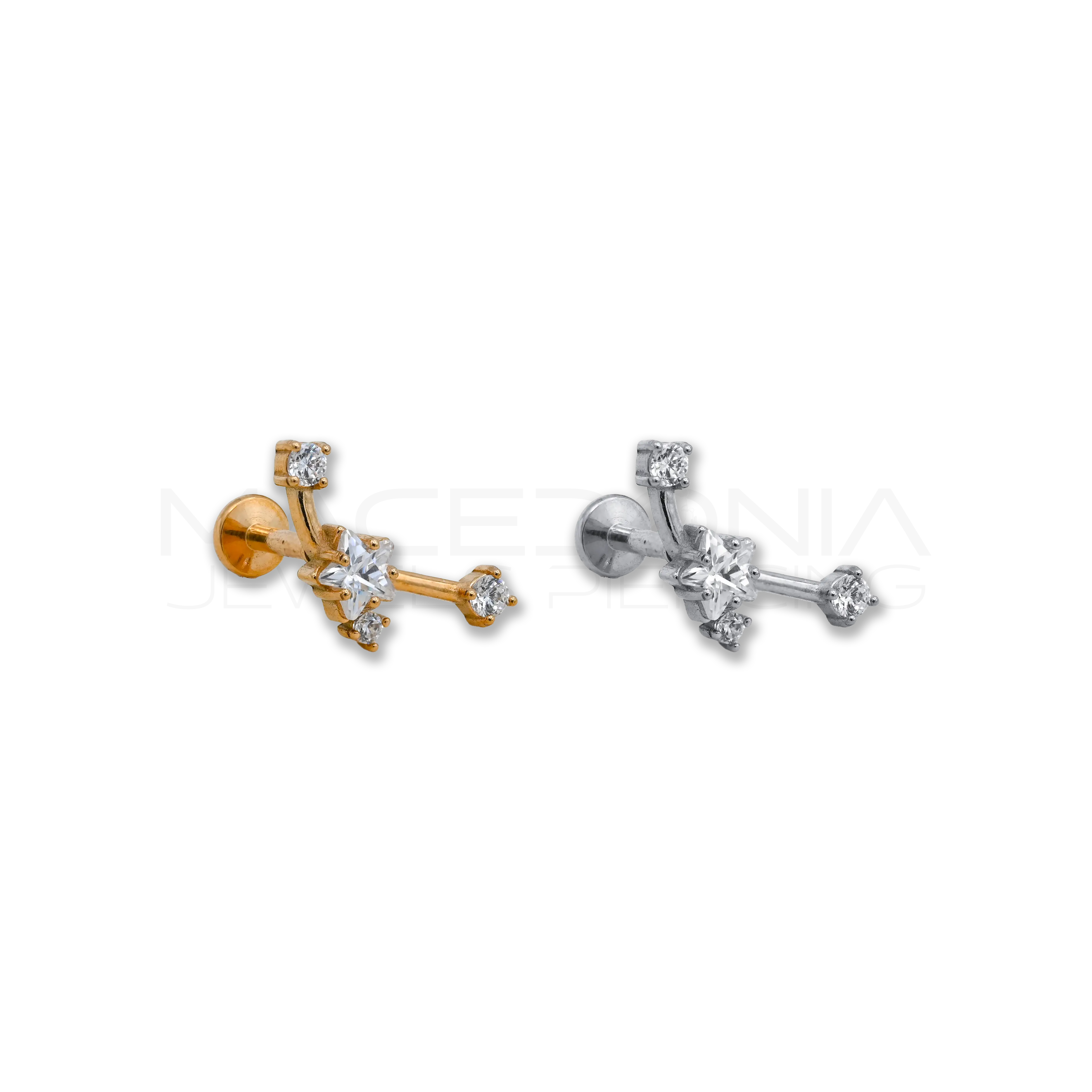 Piercing helix in acciaio chirurgico 316L con labret e piattello