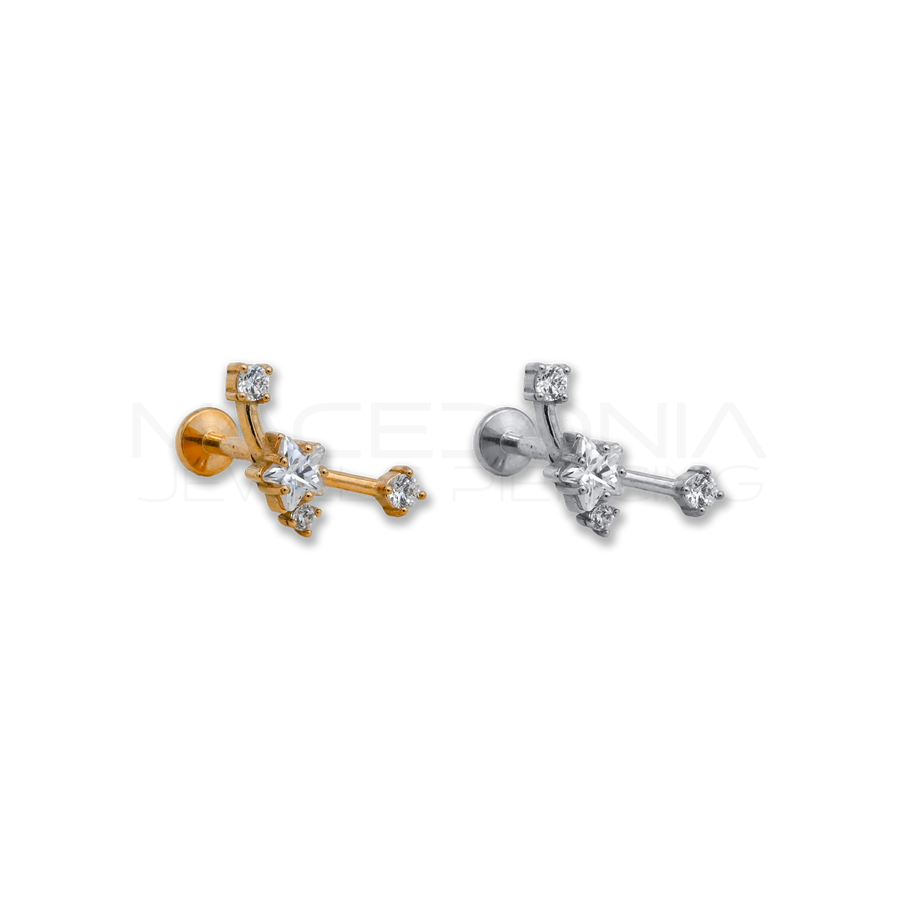 Piercing helix in acciaio chirurgico 316L con labret e piattello
