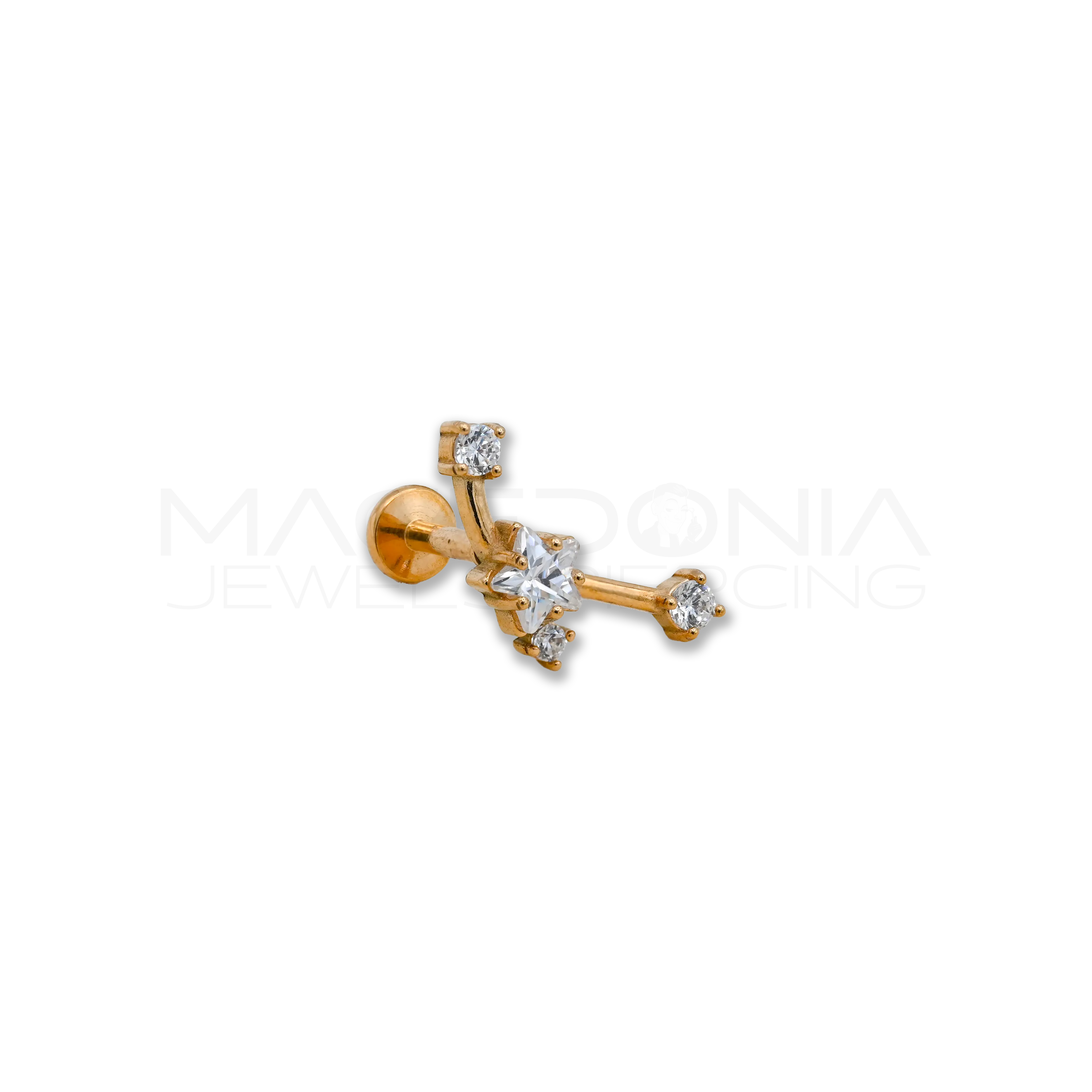 Piercing helix in acciaio chirurgico 316L con labret e piattello