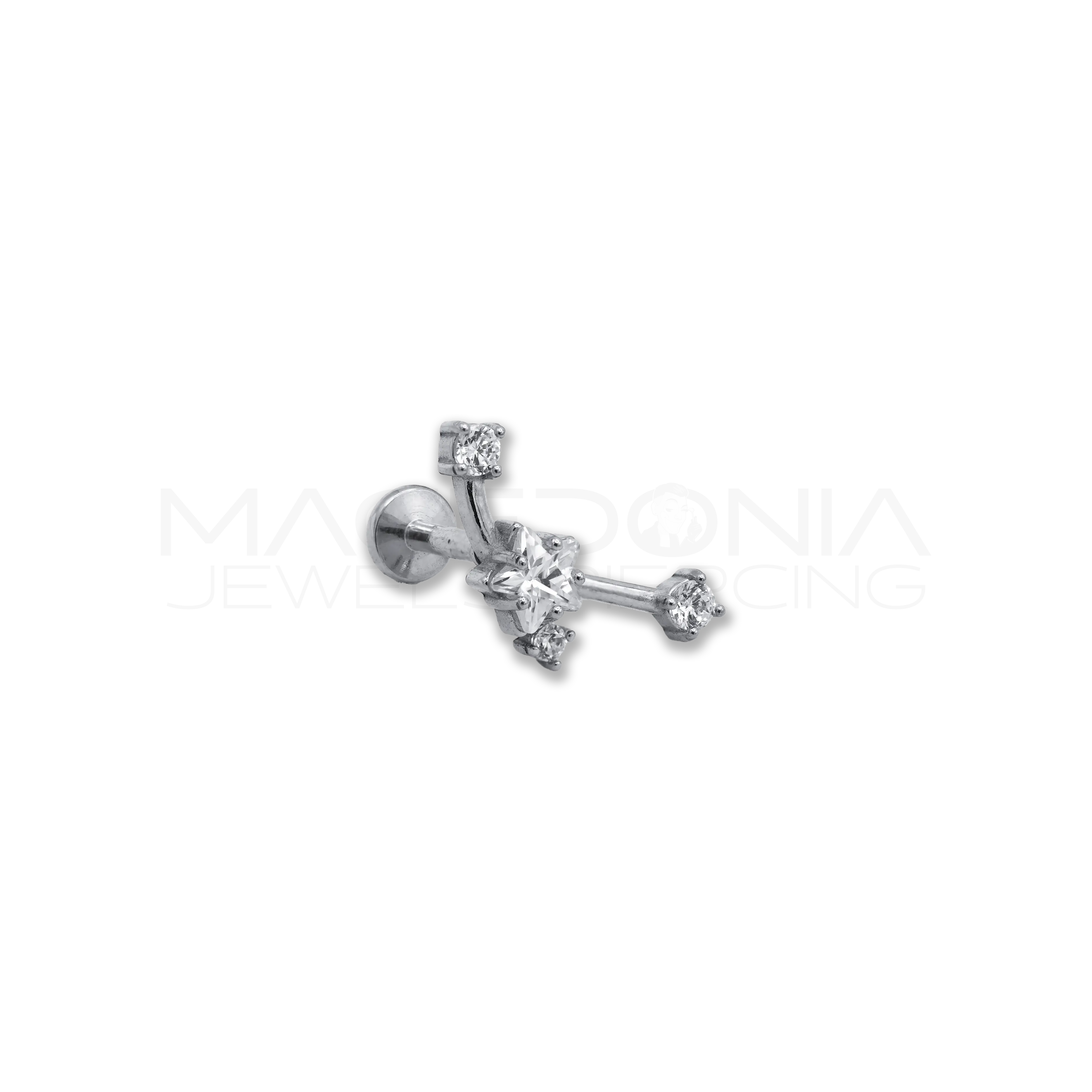 Piercing helix in acciaio chirurgico 316L con labret e piattello