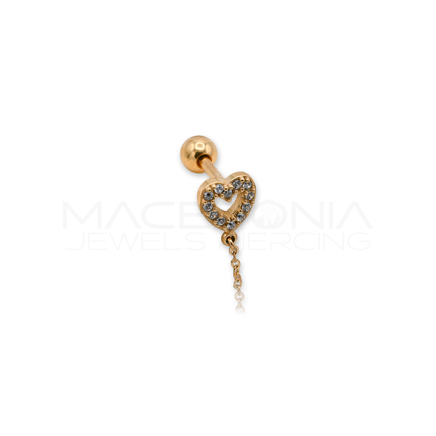 Barretta in Acciaio Chirurgico 316L con Zircone e Cuore Pendente