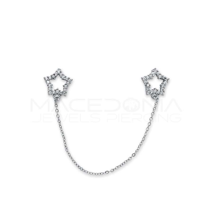 Barretta in Acciaio Chirurgico 316L con Zircone e Ciondolino