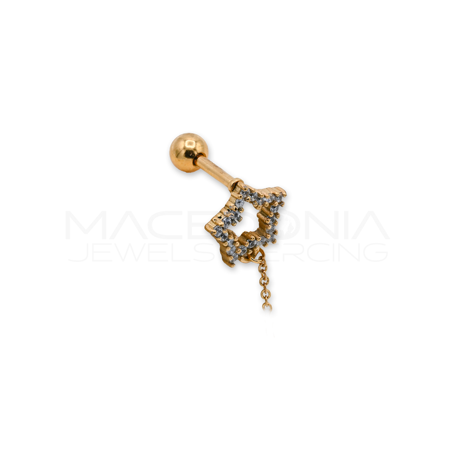 Barretta in Acciaio Chirurgico 316L con Zircone e Ciondolino