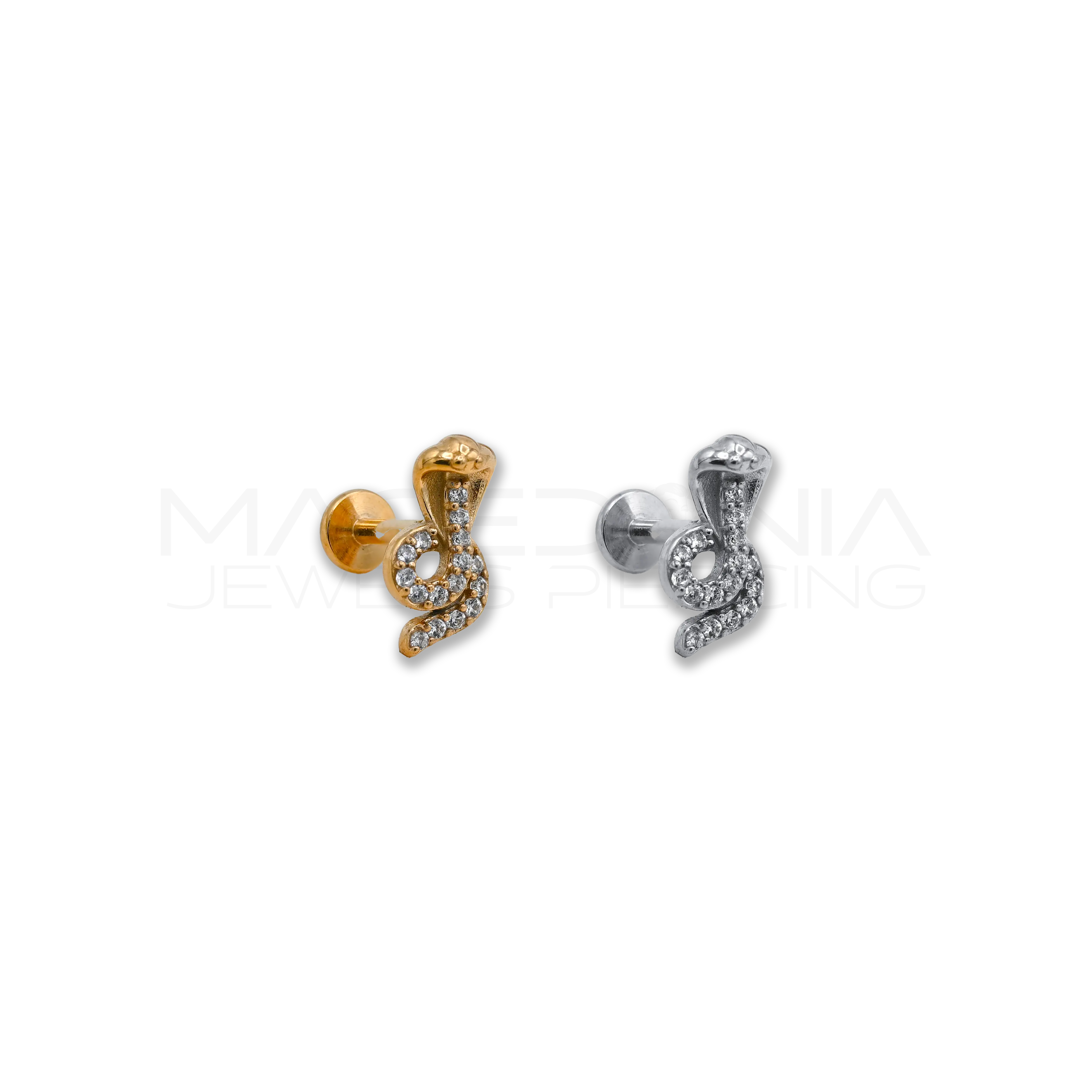 Piercing Cobra con Zirconi in Acciaio Chirurgico 316L