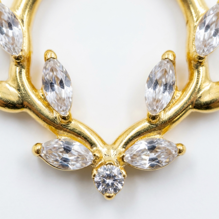 Piercing con ramoscelli di zirconi in Titanio G23 - Piercing per Lobo, helix, daith, septum