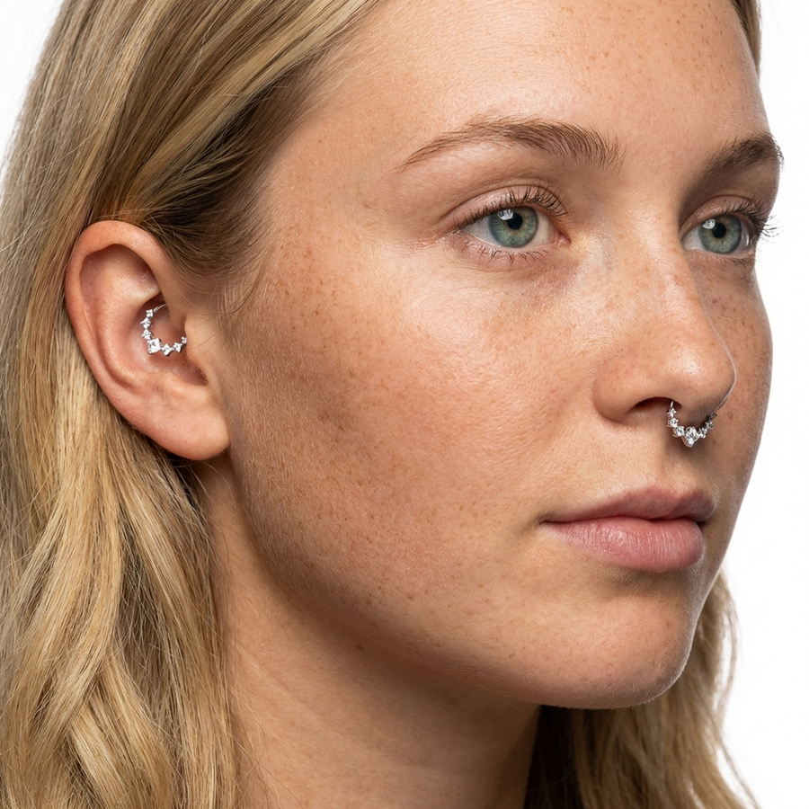 Piercing con zirconi in Titanio G23 - Piercing per Lobo, helix, daith, septum
