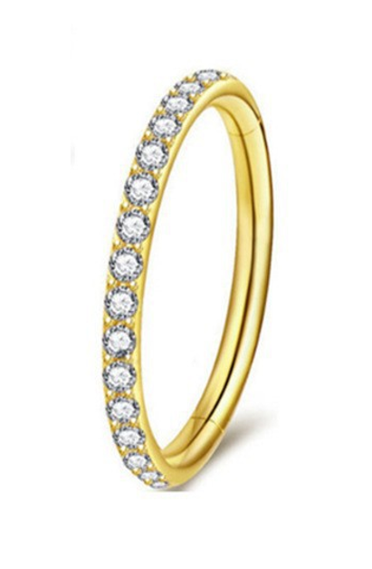 Piercing cerchietto con zirconi in acciaio chirurgico 316L - Piercing per naso