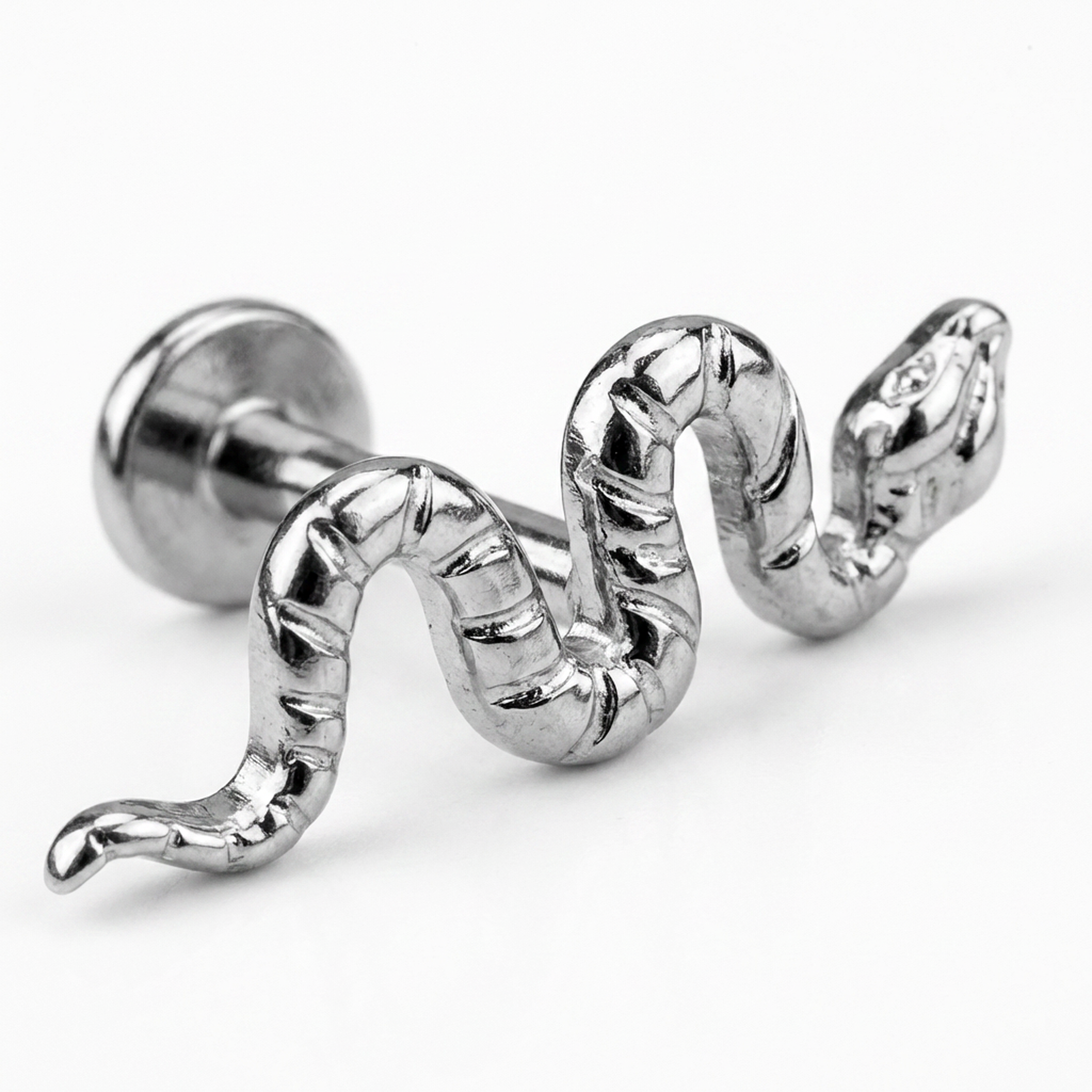 Piercing con serpente in Titanio G23- Piercing per Lobo, helix, forward helix, conch, flat, tragus