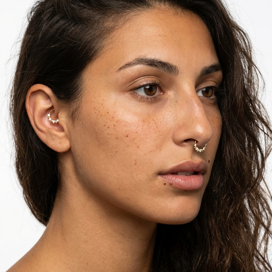 Piercing con zirconi e puntine in Titanio G23 - Piercing per Lobo, helix, daith, septum