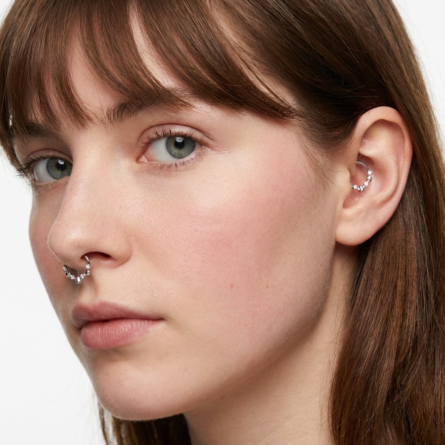 Piercing con zirconi in Titanio G23 - Piercing per Lobo, helix, daith, septum