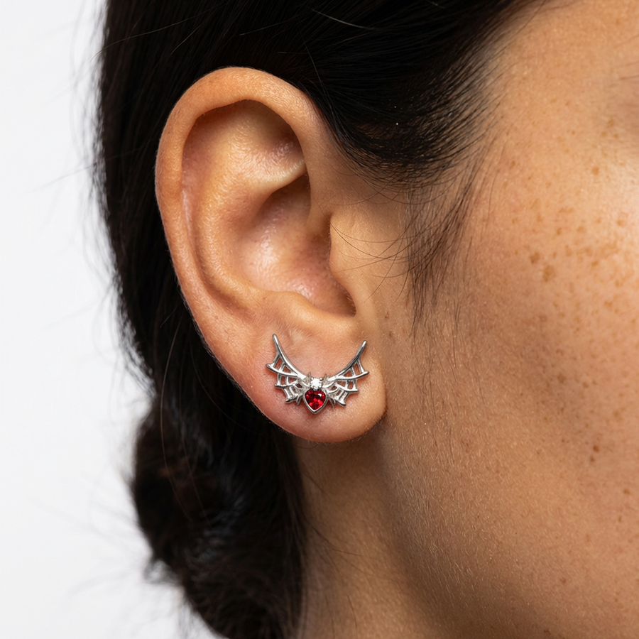 Piercing con ragnatele e zircone in Titanio G23- Piercing per Lobo, helix, forward helix, conch, flat, tragus