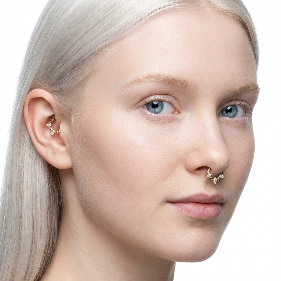 Piercing con zirconi e punte in Titanio G23 - Piercing per Lobo, helix, daith, septum