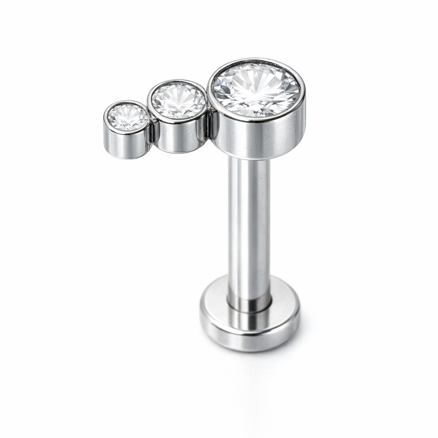 Piercing con zirconi in Titanio G23- Piercing per Lobo, helix, forward helix, conch, flat, tragus