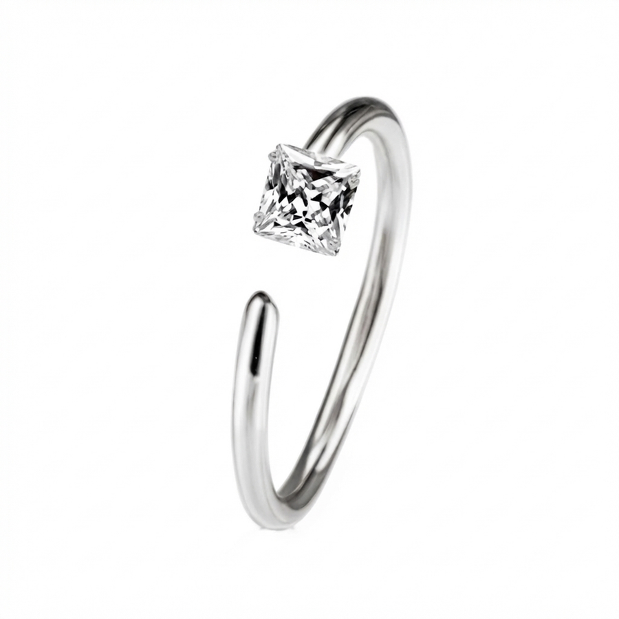 Piercing con zircone quadrato in Titanio G23- Piercing per naso