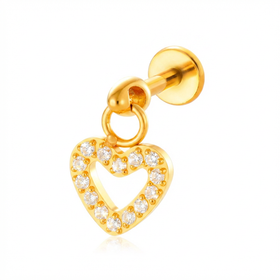 Piercing con cuore e pendente in Titanio - Piercing per orecchio