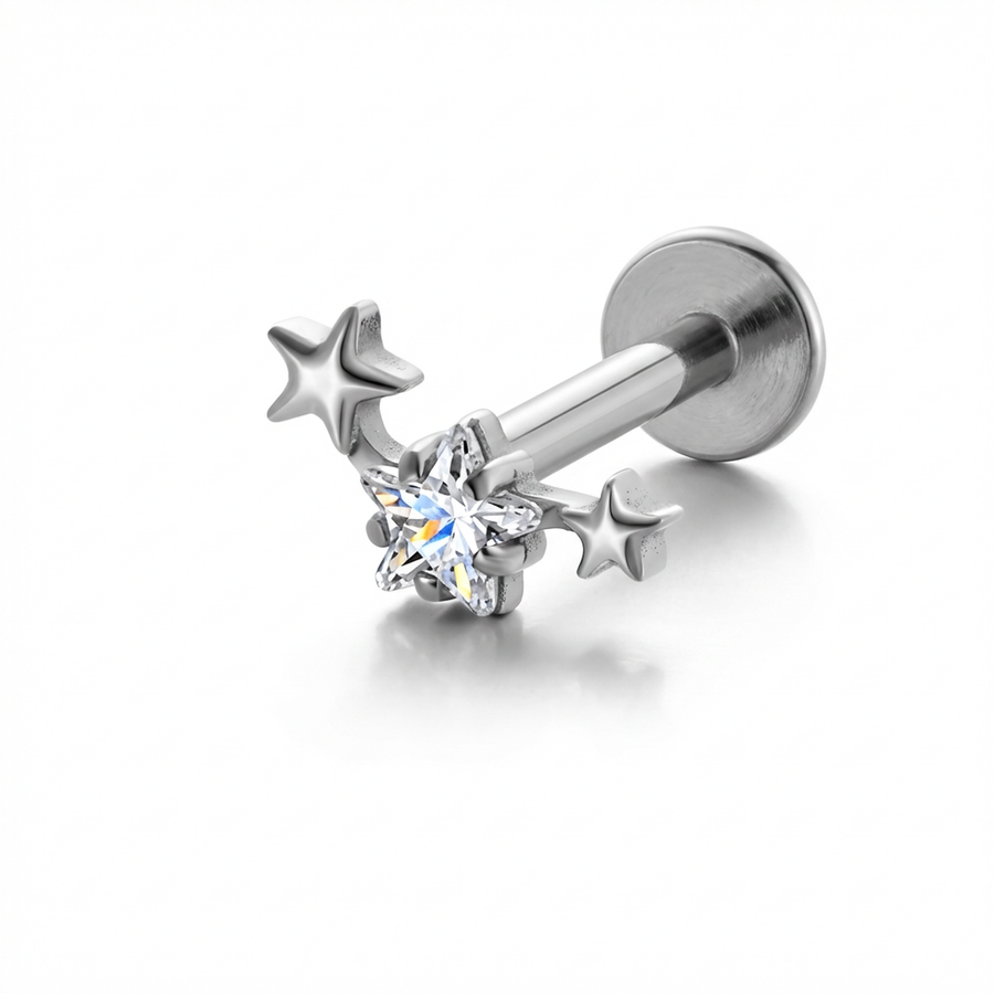 Piercing con stelline in Titanio G23- Piercing per Lobo, helix, forward helix, conch, flat, tragus