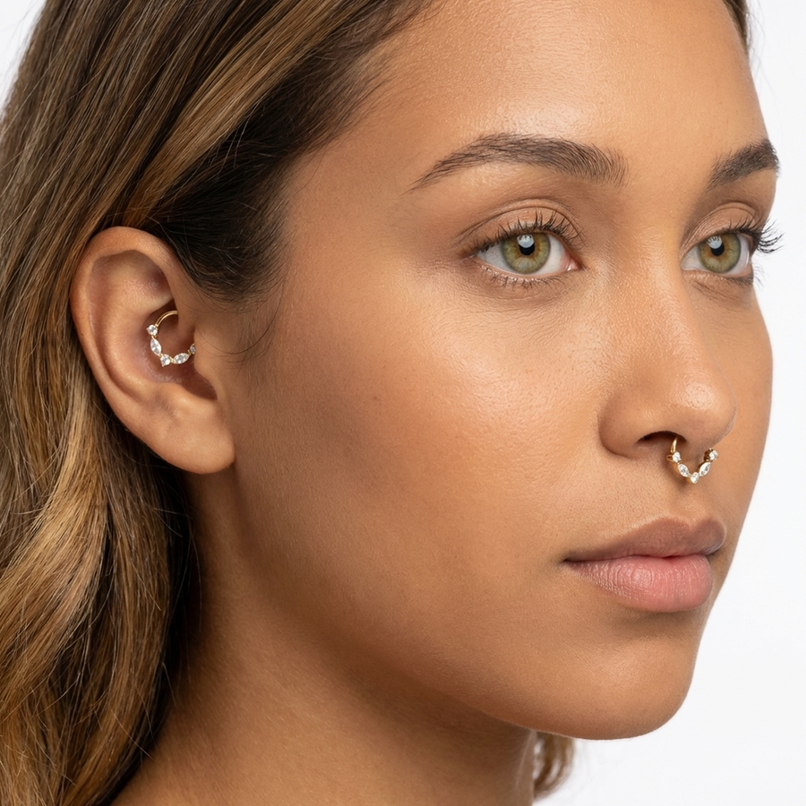 Piercing con zirconi in Titanio G23 - Piercing per Lobo, helix, daith, septum