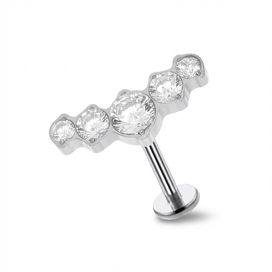 Piercing con zirconi in Titanio G23- Piercing per Lobo, helix, forward helix, conch, flat, tragus