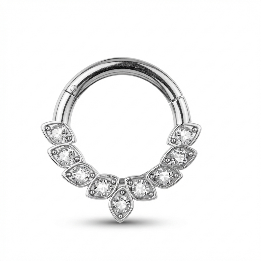 Piercing con foglie di zirconi in Titanio G23 - Piercing per Lobo, helix, daith, septum