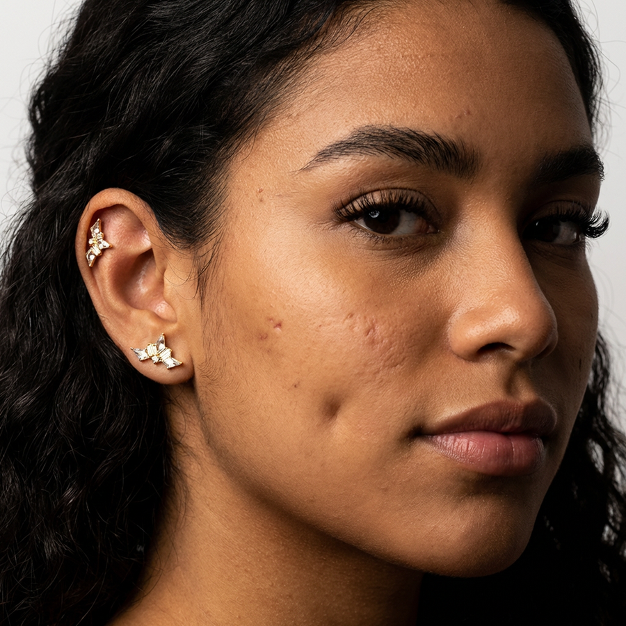 Piercing con zirconi in Titanio G23 - Piercing per lobo, helix, forward helix, conch, flat