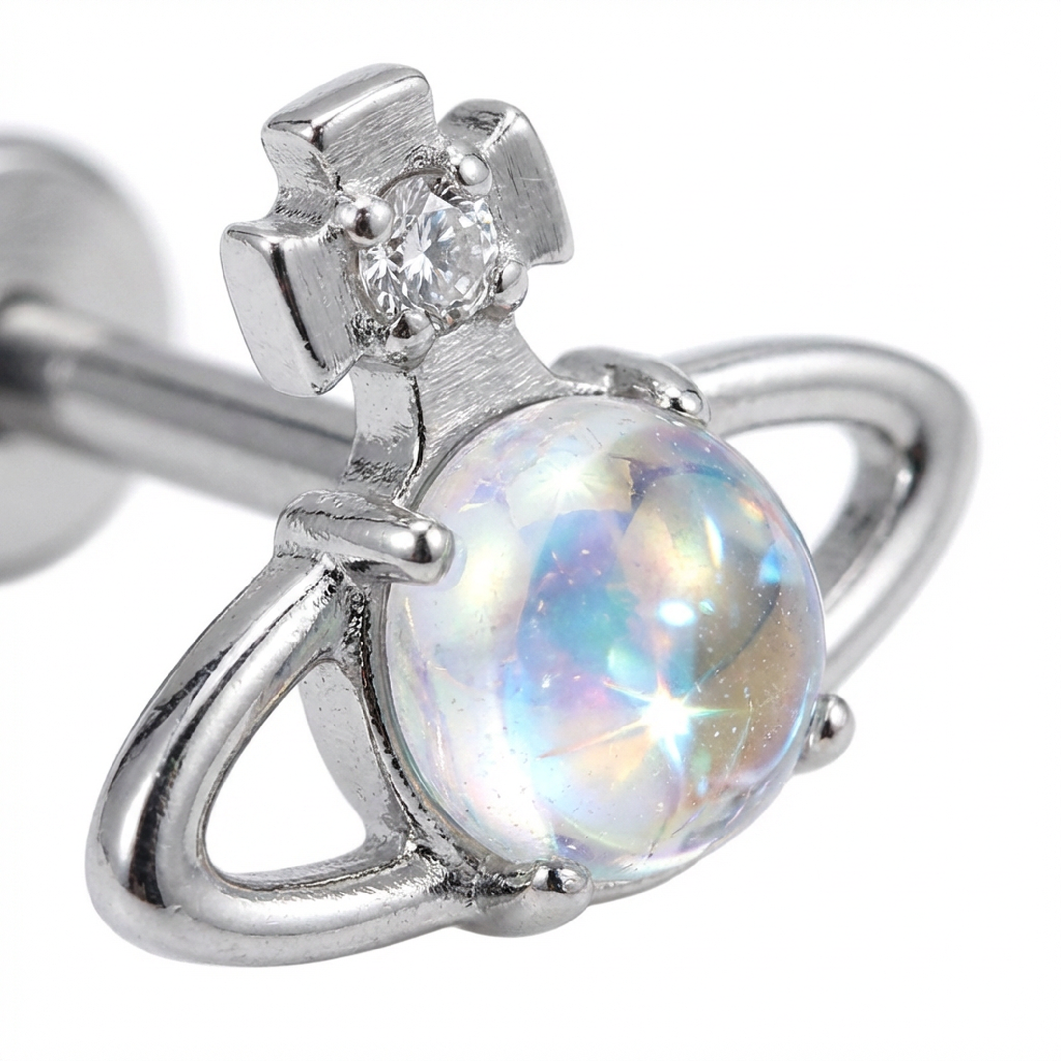 Piercing con sfera aurora boreale in Titanio G23- Piercing per Lobo, helix, forward helix, conch, flat, tragus