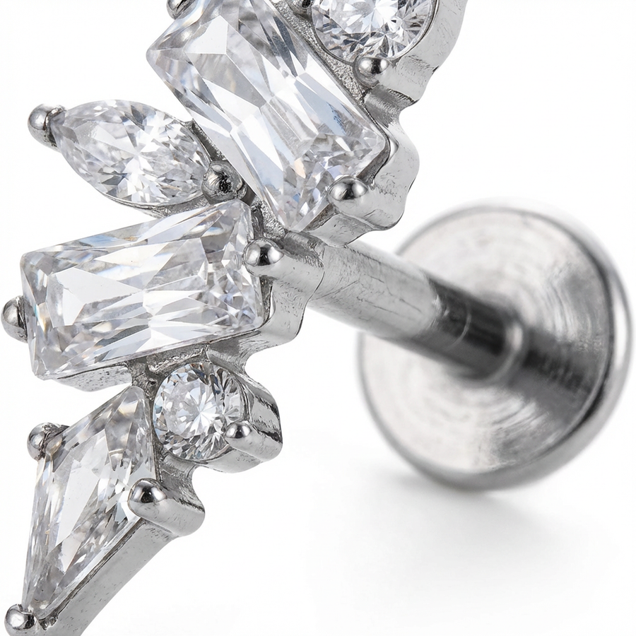 Barretta con zirconi in Titanio - Piercing per orecchio