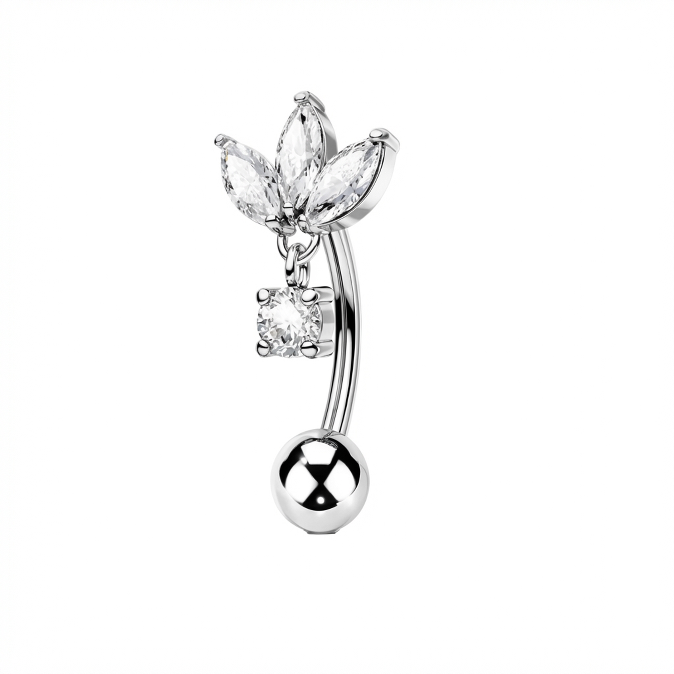 Piercing con zirconi in Titanio G23- Piercing per ombelico