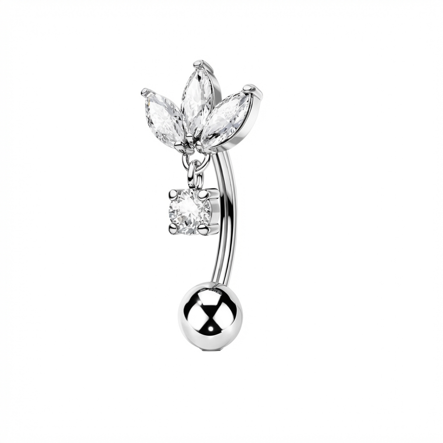Piercing con zirconi in Titanio G23- Piercing per ombelico