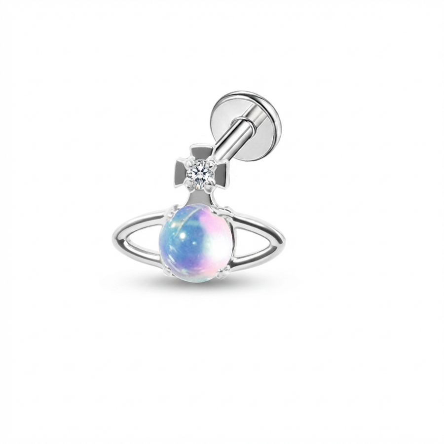 Piercing con sfera aurora boreale in Titanio G23- Piercing per Lobo, helix, forward helix, conch, flat, tragus