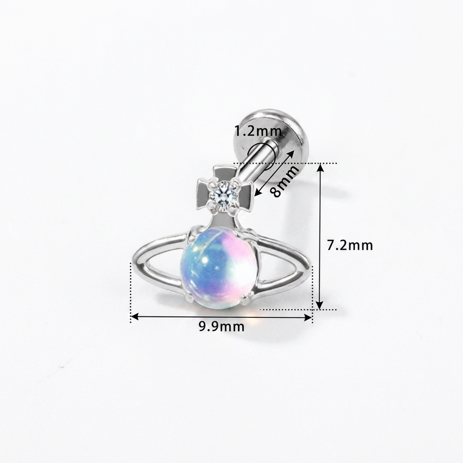 Piercing con sfera aurora boreale in Titanio G23- Piercing per Lobo, helix, forward helix, conch, flat, tragus