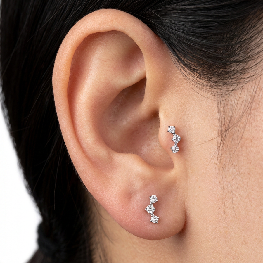 Piercing con zirconi in Titanio G23- Piercing per Lobo, helix, forward helix, conch, flat, tragus