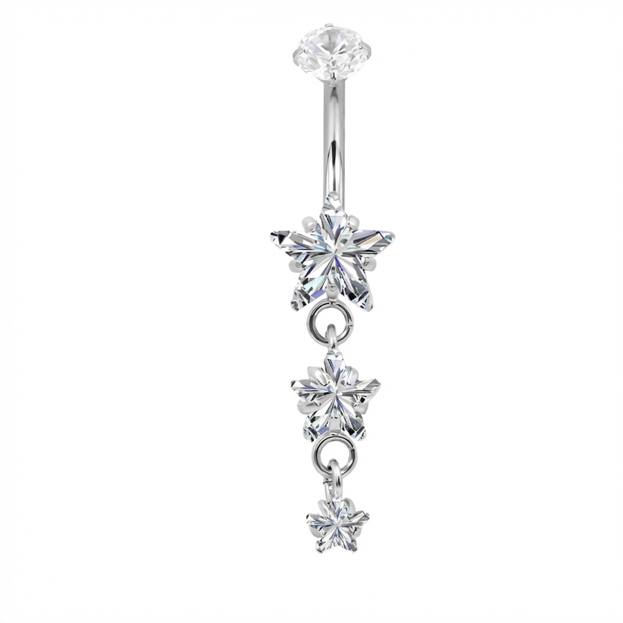 Piercing con stelle di zirconi in Titanio G23- Piercing per ombelico