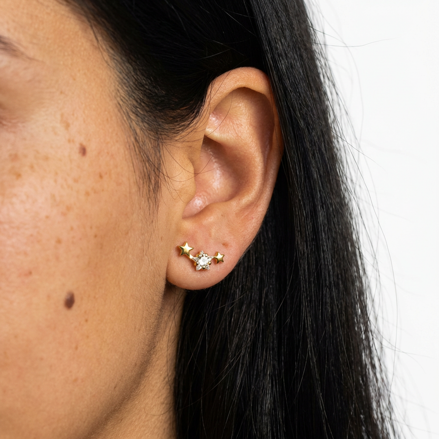 Piercing con stelline in Titanio G23- Piercing per Lobo, helix, forward helix, conch, flat, tragus