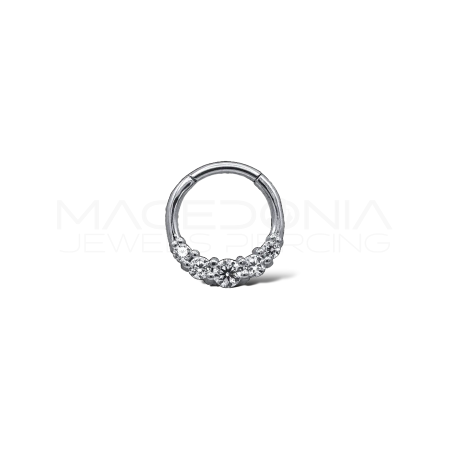 Piercing clicker in acciaio chirurgico 316L con zirconi incastonati