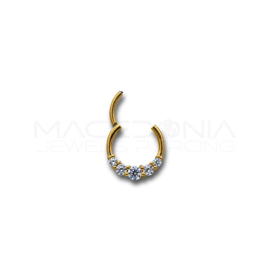 Piercing clicker in acciaio chirurgico 316L con zirconi incastonati