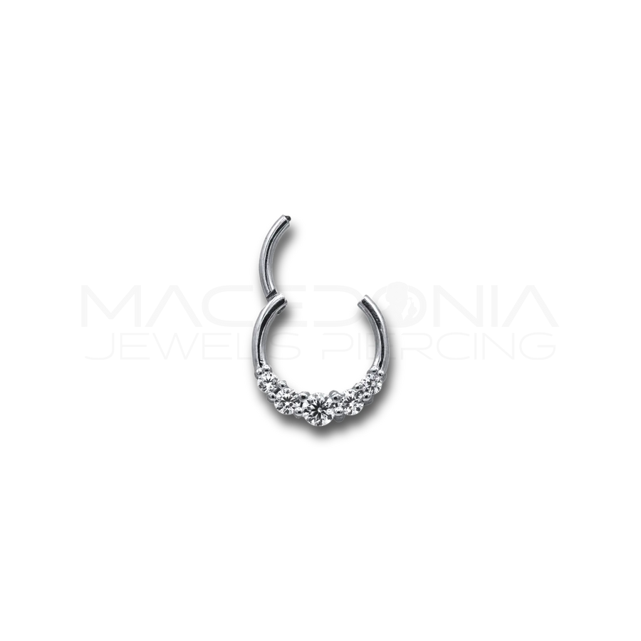 Piercing clicker in acciaio chirurgico 316L con zirconi incastonati