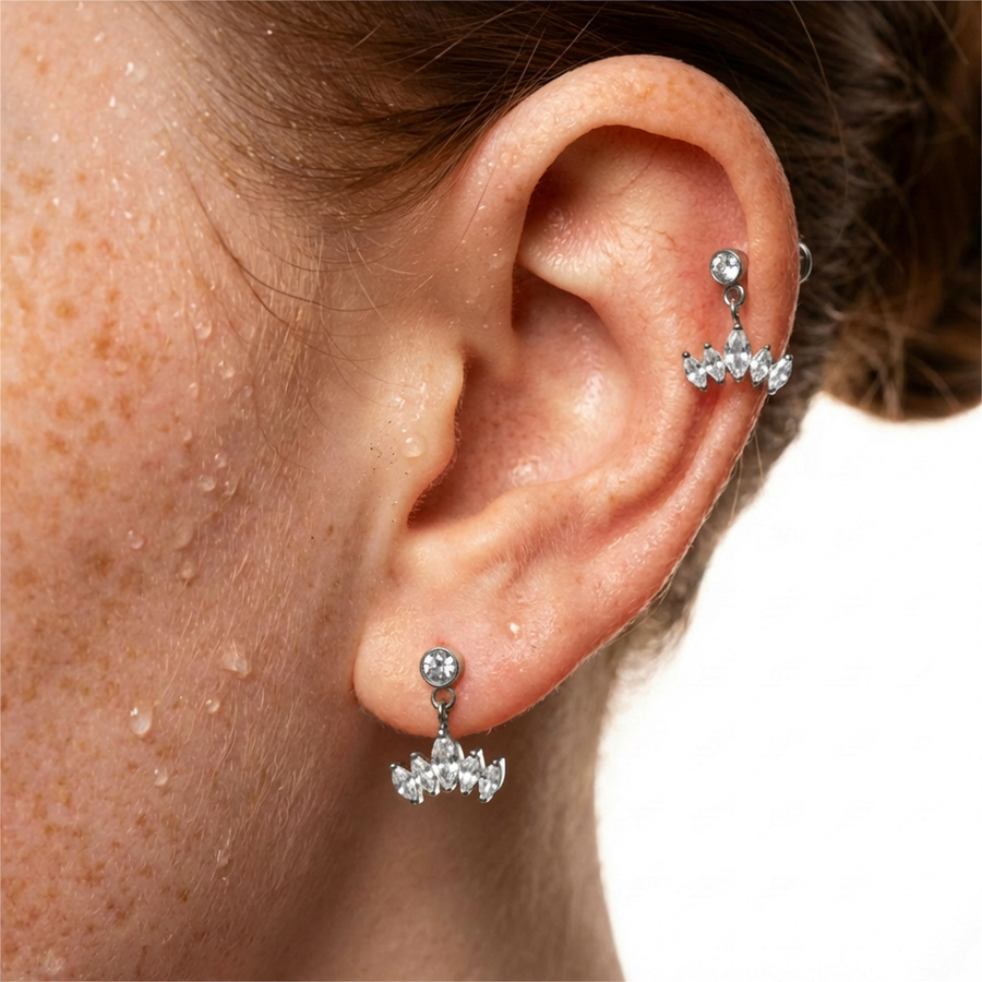 Piercing con cinque petali pendenti in Titanio - Piercing per orecchio