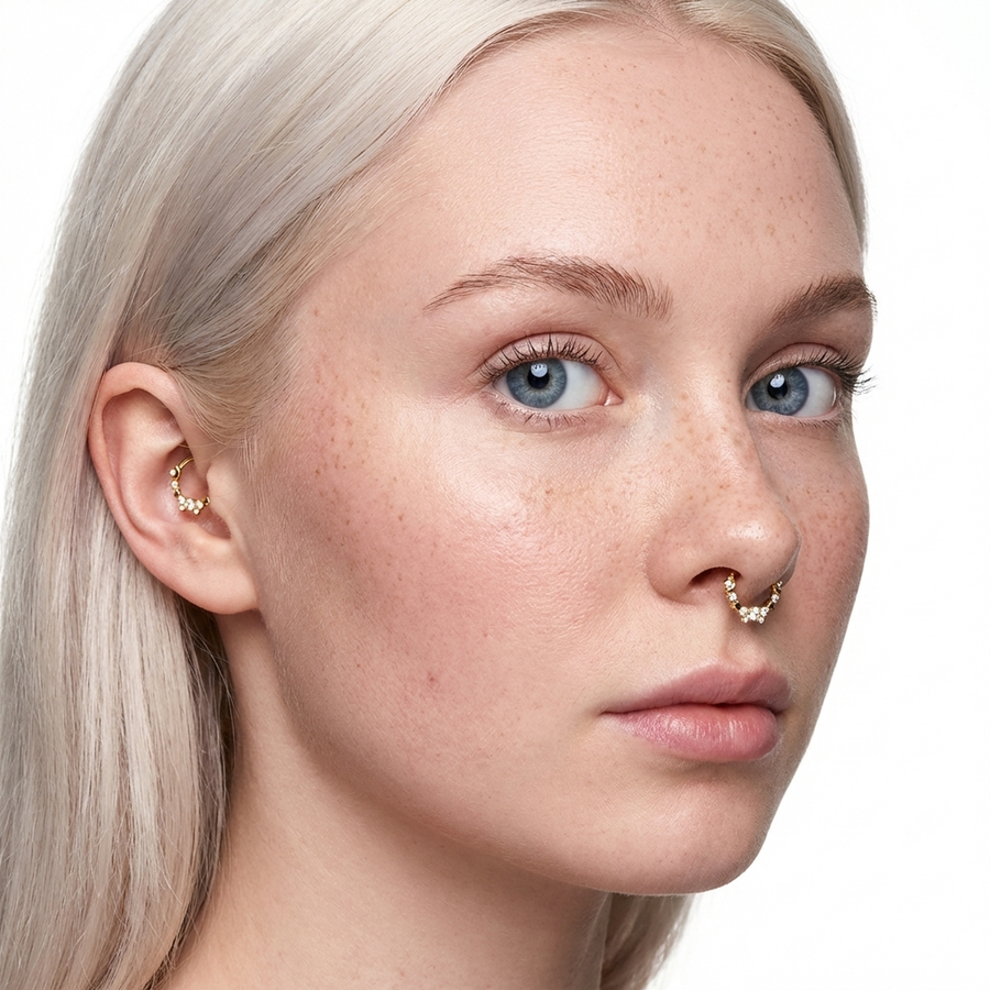 Piercing con zirconi in Titanio G23 - Piercing per Lobo, helix, daith, septum