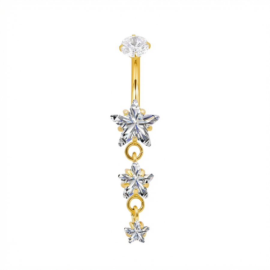 Piercing con stelle di zirconi in Titanio G23- Piercing per ombelico